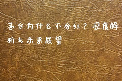 茅台为什么不分红？深度解析与未来展望_https://cj001.lansai.wang_财经问答_第1张