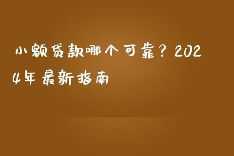 小额贷款哪个可靠？2024年最新指南_https://cj001.lansai.wang_金融问答_第1张