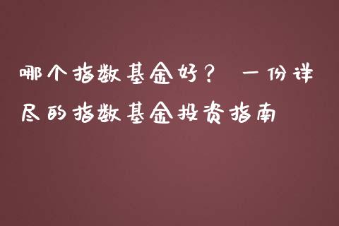 哪个指数基金好？ 一份详尽的指数基金投资指南_https://cj001.lansai.wang_财经问答_第1张