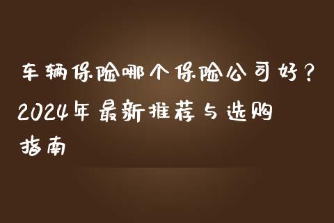 车辆保险哪个保险公司好？2024年最新推荐与选购指南_https://cj001.lansai.wang_股市问答_第1张