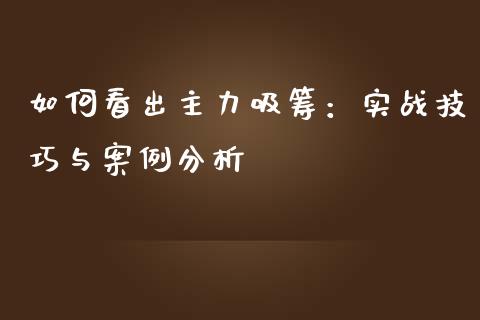 如何看出主力吸筹：实战技巧与案例分析_https://cj001.lansai.wang_保险问答_第1张