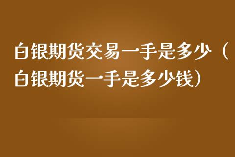白银期货交易一手是多少（白银期货一手是多少钱）_https://cj001.lansai.wang_理财问答_第1张