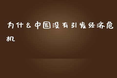 为什么中国没有引发经济危机_https://cj001.lansai.wang_会计问答_第1张