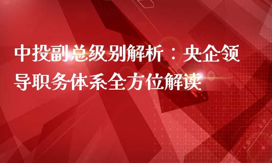 中投副总级别解析：央企领导职务体系全方位解读_https://cj001.lansai.wang_财经问答_第1张