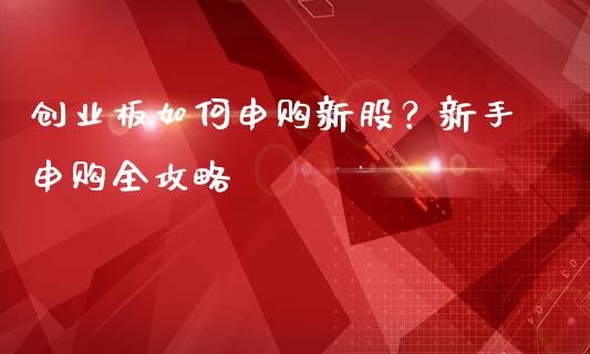 创业板如何申购新股？新手申购全攻略_https://cj001.lansai.wang_会计问答_第1张