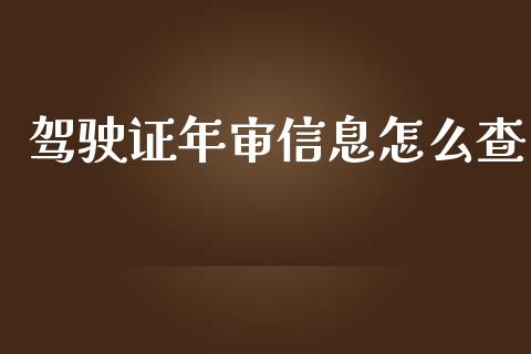 驾驶证年审信息怎么查_https://cj001.lansai.wang_保险问答_第1张