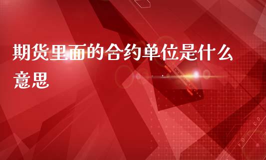 期货里面的合约单位是什么意思_https://cj001.lansai.wang_股市问答_第1张