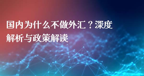 国内为什么不做外汇？深度解析与政策解读_https://cj001.lansai.wang_股市问答_第1张