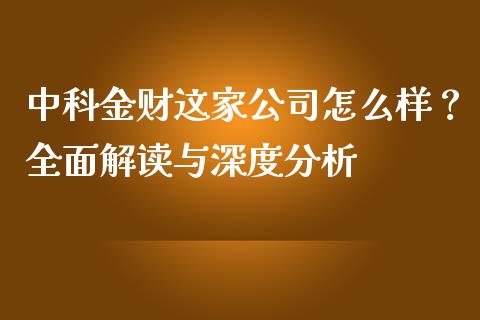 中科金财这家公司怎么样？全面解读与深度分析_https://cj001.lansai.wang_理财问答_第1张