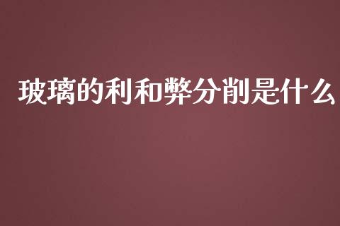 玻璃的利和弊分削是什么_https://cj001.lansai.wang_财经问答_第1张