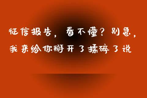 征信报告，看不懂？别急，我来给你掰开了揉碎了说_https://cj001.lansai.wang_金融问答_第1张