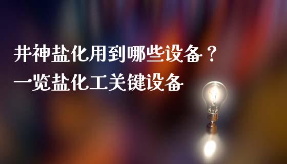 井神盐化用到哪些设备？ 一览盐化工关键设备_https://cj001.lansai.wang_会计问答_第1张