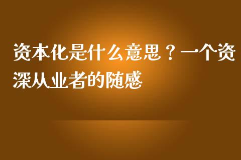 资本化是什么意思？一个资深从业者的随感_https://cj001.lansai.wang_财经百问_第1张