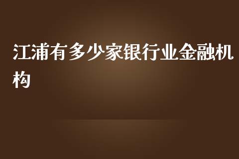 江浦有多少家银行业金融机构_https://cj001.lansai.wang_股市问答_第1张