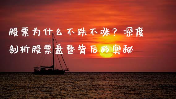 股票为什么不跌不涨？深度剖析股票盘整背后的奥秘_https://cj001.lansai.wang_理财问答_第1张
