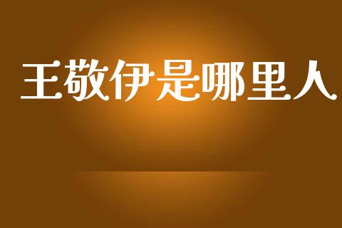 王敬伊是哪里人_https://cj001.lansai.wang_财经问答_第1张