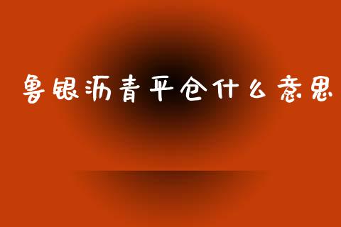 鲁银沥青平仓什么意思_https://cj001.lansai.wang_财经问答_第1张