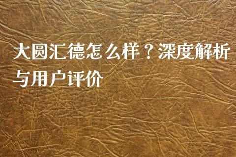 大圆汇德怎么样?深度解析与用户评价_金融问答_第1张_财经百问网 大圆汇德怎么样?深度解析与用户评价_https://cj001.lansai.wang_金融问答_第1张