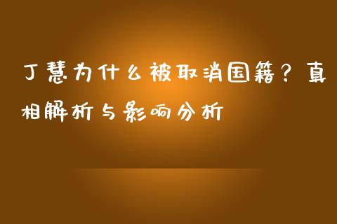 丁慧为什么被取消国籍？真相解析与影响分析_https://cj001.lansai.wang_财经问答_第1张