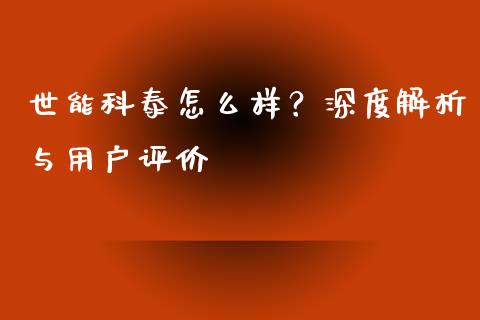 世能科泰怎么样？深度解析与用户评价_https://cj001.lansai.wang_保险问答_第1张