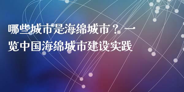 哪些城市是海绵城市？ 一览中国海绵城市建设实践_https://cj001.lansai.wang_股市问答_第1张