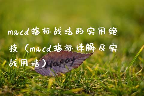 macd指标战法的实用绝技（macd指标详解及实战用法）_https://cj001.lansai.wang_财经问答_第1张