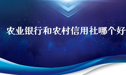 农业银行和农村信用社哪个好_https://cj001.lansai.wang_股市问答_第1张