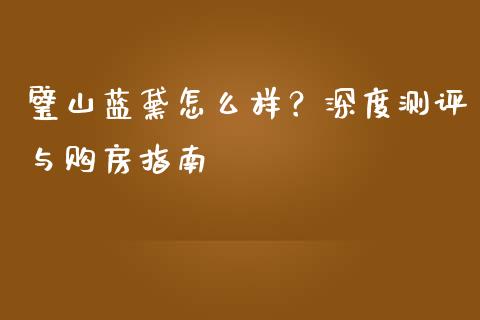 璧山蓝黛怎么样？深度测评与购房指南_https://cj001.lansai.wang_会计问答_第1张