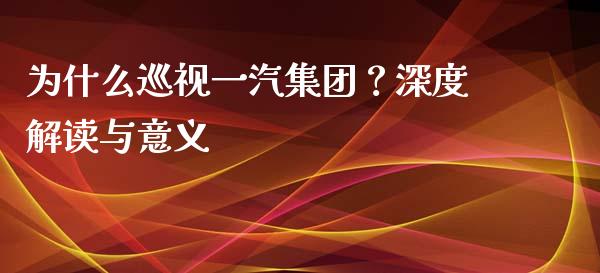 为什么巡视一汽集团？深度解读与意义_https://cj001.lansai.wang_保险问答_第1张