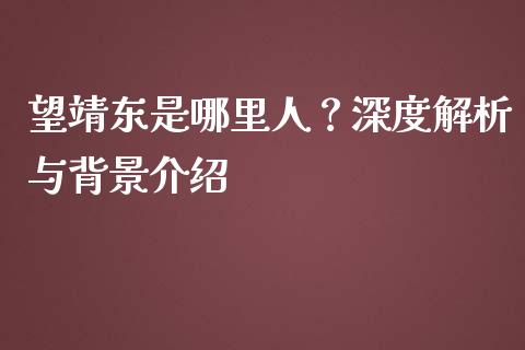 望靖东是哪里人？深度解析与背景介绍_https://cj001.lansai.wang_理财问答_第1张