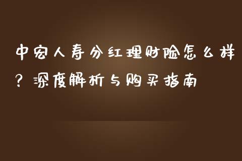 中宏人寿分红理财险怎么样？深度解析与购买指南_https://cj001.lansai.wang_理财问答_第1张