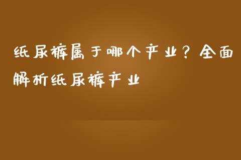 纸尿裤属于哪个产业？全面解析纸尿裤产业_https://cj001.lansai.wang_股市问答_第1张