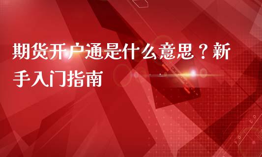 期货开户通是什么意思？新手入门指南_https://cj001.lansai.wang_期货问答_第1张