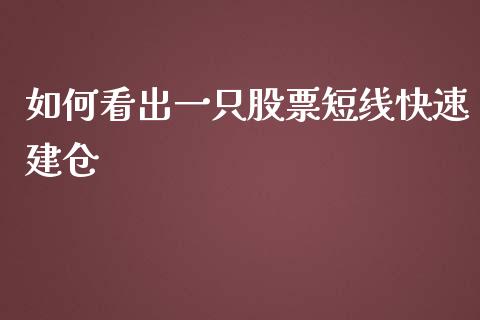 如何看出一只股票短线快速建仓_https://cj001.lansai.wang_金融问答_第1张