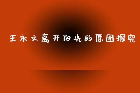 王永文离开阳光的原因探究_https://cj001.lansai.wang_会计问答_第1张