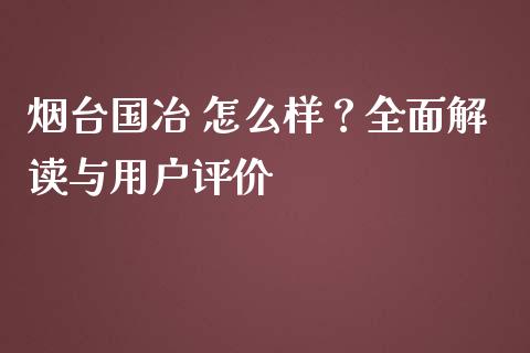 烟台国冶 怎么样？全面解读与用户评价_https://cj001.lansai.wang_会计问答_第1张