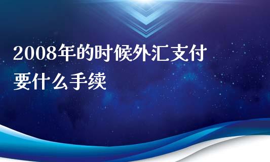 2008年的时候外汇支付要什么手续_https://cj001.lansai.wang_财经问答_第1张