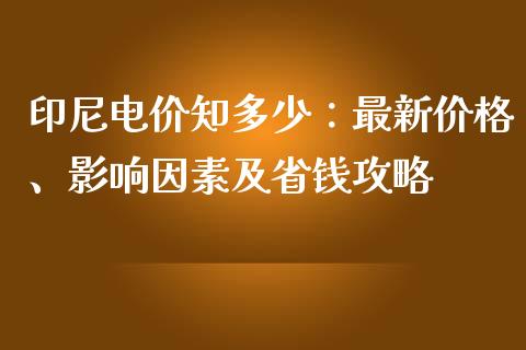 印尼电价知多少：最新价格、影响因素及省钱攻略_https://cj001.lansai.wang_会计问答_第1张