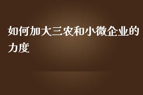 如何加大三农和小微企业的力度_https://cj001.lansai.wang_期货问答_第1张