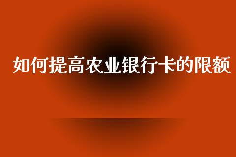 如何提高农业银行卡的限额_https://cj001.lansai.wang_财经百问_第1张