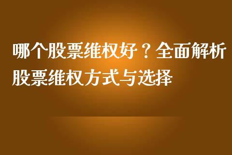 哪个股票维权好？全面解析股票维权方式与选择_https://cj001.lansai.wang_会计问答_第1张