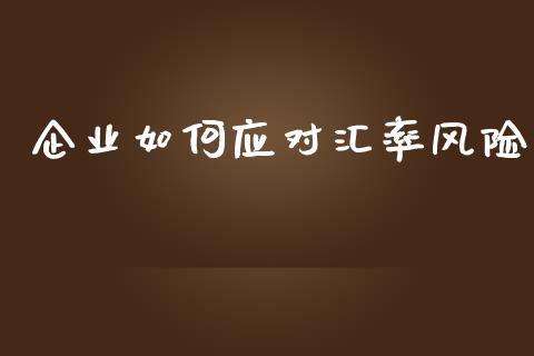 企业如何应对汇率风险_https://cj001.lansai.wang_保险问答_第1张