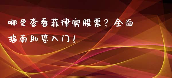 哪里查看菲律宾股票？全面指南助您入门！_https://cj001.lansai.wang_期货问答_第1张