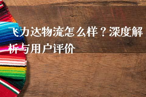 飞力达物流怎么样？深度解析与用户评价_https://cj001.lansai.wang_期货问答_第1张