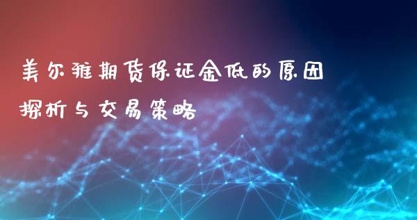 美尔雅期货保证金低的原因探析与交易策略_https://cj001.lansai.wang_期货问答_第1张