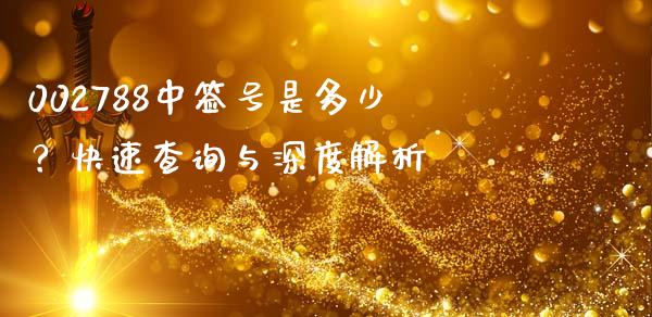 002788中签号是多少？快速查询与深度解析_https://cj001.lansai.wang_期货问答_第1张