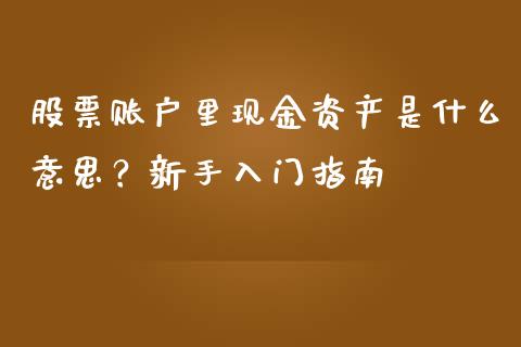 股票账户里现金资产是什么意思？新手入门指南_https://cj001.lansai.wang_财经百问_第1张