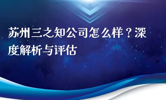 苏州三之知公司怎么样？深度解析与评估_https://cj001.lansai.wang_股市问答_第1张