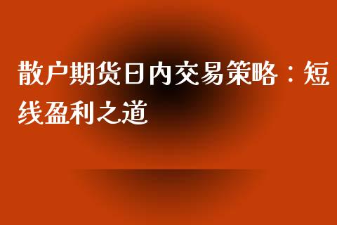 散户期货日内交易策略：短线盈利之道_https://cj001.lansai.wang_财经百问_第1张