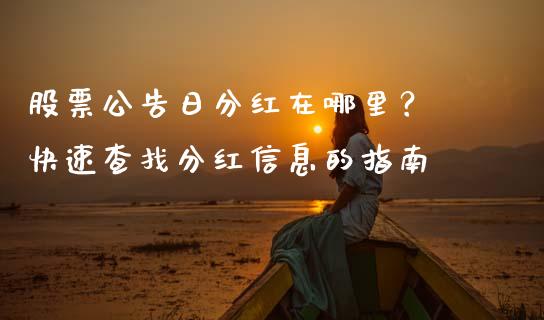 股票公告日分红在哪里？ 快速查找分红信息的指南_https://cj001.lansai.wang_理财问答_第1张